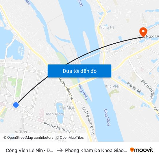 Công Viên Lê Nin - Đối Diện 35 Trần Phú to Phòng Khám Đa Khoa Giao Thông Vận Tải Gia Lâm map