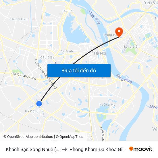 Khách Sạn Sông Nhuệ (148 Trần Phú- Hà Đông) to Phòng Khám Đa Khoa Giao Thông Vận Tải Gia Lâm map