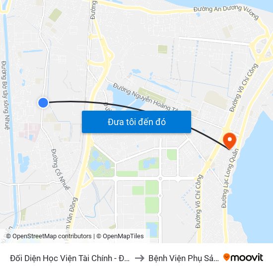 Đối Diện Học Viện Tài Chính - Đường Đức Thắng to Bệnh Viện Phụ Sản Thiên An map