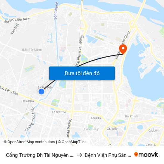 Cổng Trường Đh Tài Nguyên Môi Trường to Bệnh Viện Phụ Sản Thiên An map