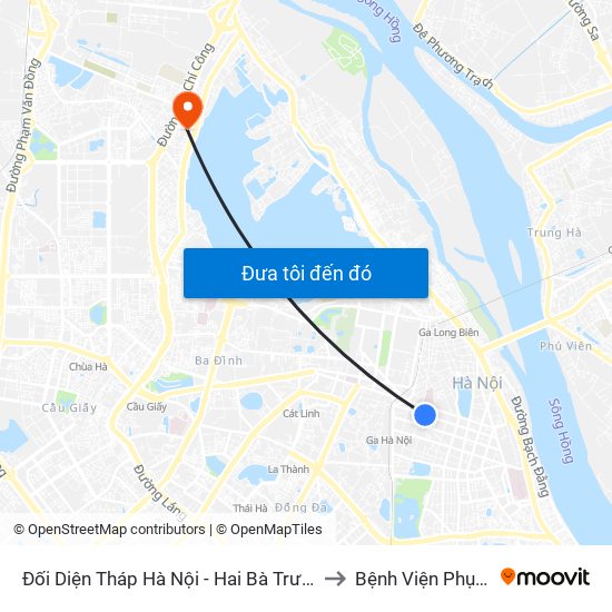 Đối Diện Tháp Hà Nội - Hai Bà Trưng (Cạnh 56 Hai Bà Trưng) to Bệnh Viện Phụ Sản Thiên An map