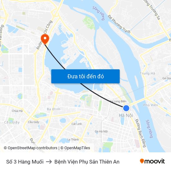 Số 3 Hàng Muối to Bệnh Viện Phụ Sản Thiên An map