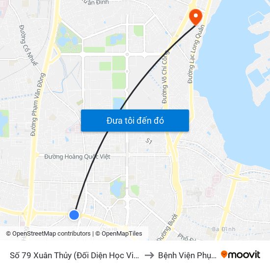 Số 79 Xuân Thủy (Đối Diện Học Viện Báo Chí Và Tuyên Truyền) to Bệnh Viện Phụ Sản Thiên An map