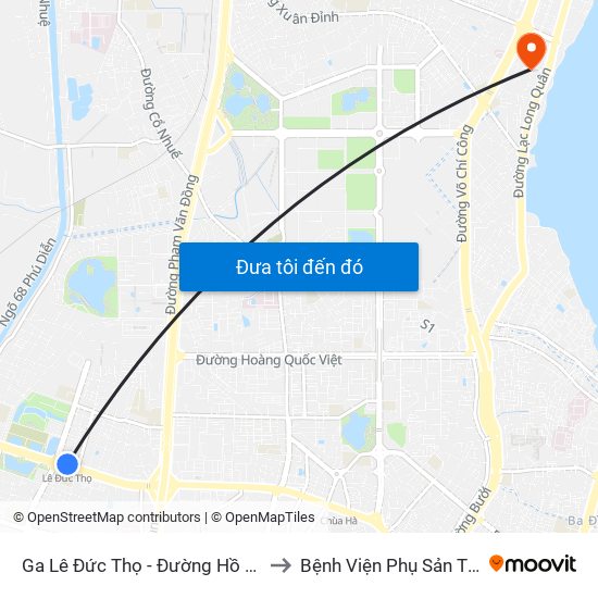 Ga Lê Đức Thọ - Đường Hồ Tùng Mậu to Bệnh Viện Phụ Sản Thiên An map