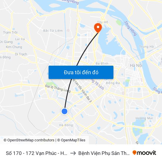 Số 170 - 172 Vạn Phúc - Hà Đông to Bệnh Viện Phụ Sản Thiên An map