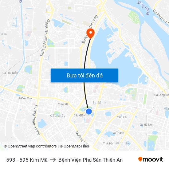 593 - 595 Kim Mã to Bệnh Viện Phụ Sản Thiên An map