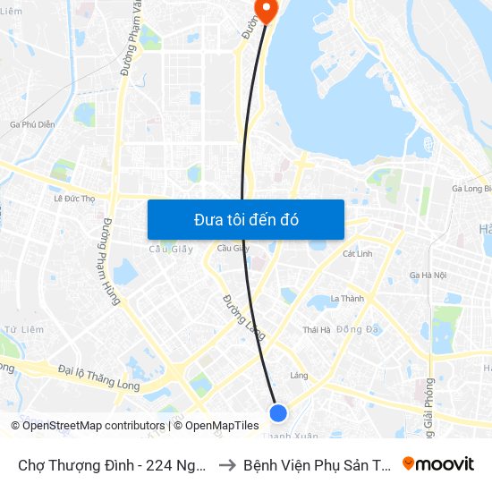 Chợ Thượng Đình - 224 Nguyễn Trãi to Bệnh Viện Phụ Sản Thiên An map