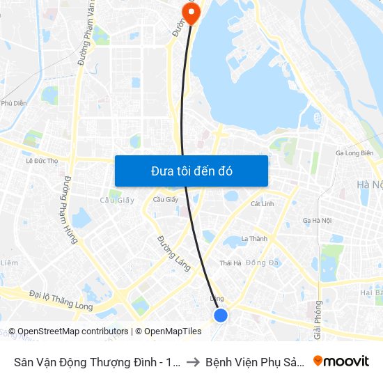 Sân Vận Động Thượng Đình - 129 Nguyễn Trãi to Bệnh Viện Phụ Sản Thiên An map