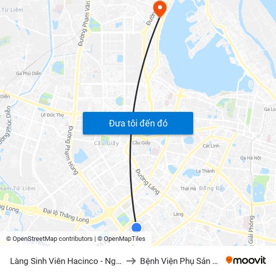 Làng Sinh Viên Hacinco - Nguyễn Tuân to Bệnh Viện Phụ Sản Thiên An map