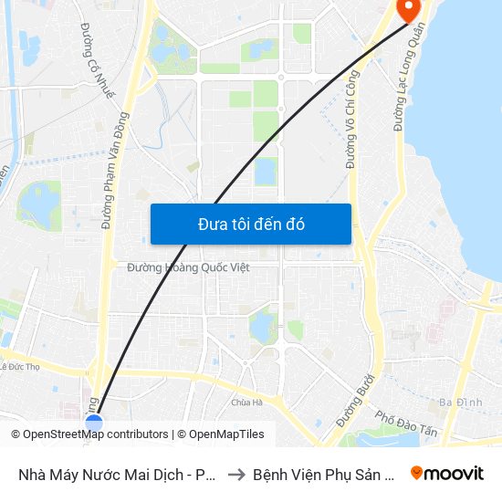 Nhà Máy Nước Mai Dịch - Phạm Hùng to Bệnh Viện Phụ Sản Thiên An map