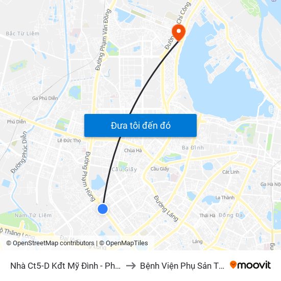 Nhà Ct5-D Kđt Mỹ Đình - Phạm Hùng to Bệnh Viện Phụ Sản Thiên An map