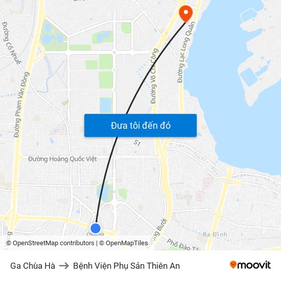 Ga Chùa Hà to Bệnh Viện Phụ Sản Thiên An map