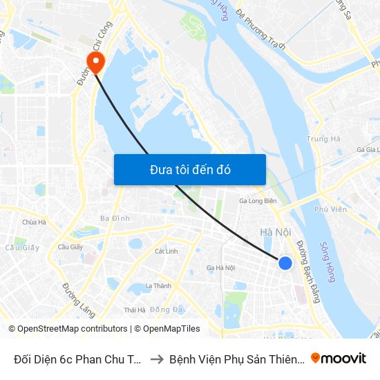 Đối Diện 6c Phan Chu Trinh to Bệnh Viện Phụ Sản Thiên An map