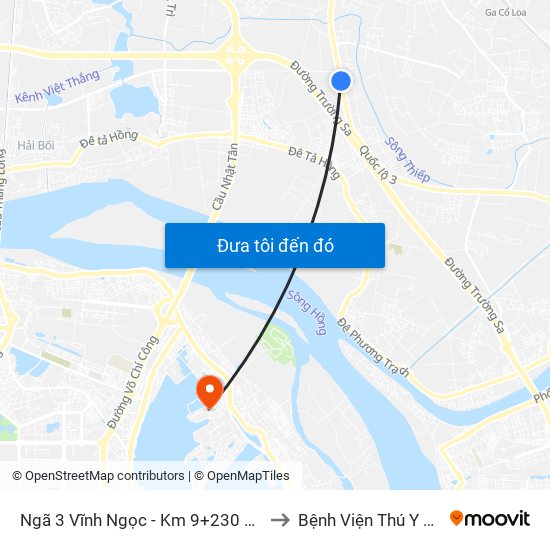 Ngã 3 Vĩnh Ngọc - Km 9+230 Quốc Lộ 3 to Bệnh Viện Thú Y Asvelis map