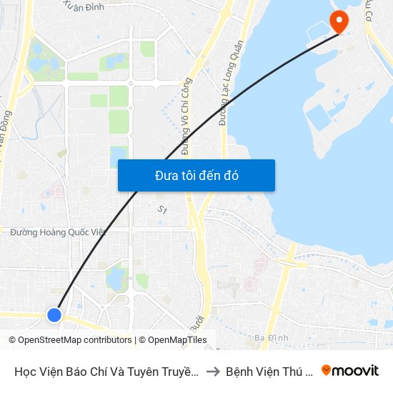 Học Viện Báo Chí Và Tuyên Truyền - 36 Xuân Thủy to Bệnh Viện Thú Y Asvelis map