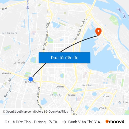 Ga Lê Đức Thọ - Đường Hồ Tùng Mậu to Bệnh Viện Thú Y Asvelis map