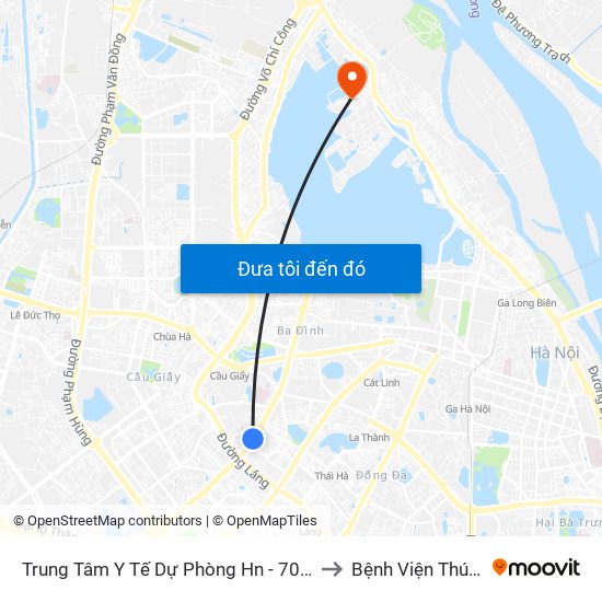 Trung Tâm Y Tế Dự Phòng Hn - 70 Nguyễn Chí Thanh to Bệnh Viện Thú Y Asvelis map