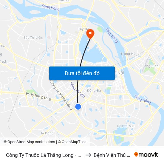 Công Ty Thuốc Lá Thăng Long - 235 Nguyễn Trãi to Bệnh Viện Thú Y Asvelis map