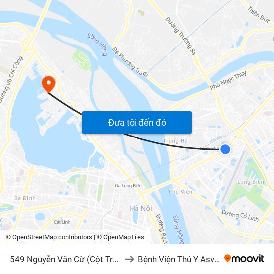 549 Nguyễn Văn Cừ (Cột Trước) to Bệnh Viện Thú Y Asvelis map