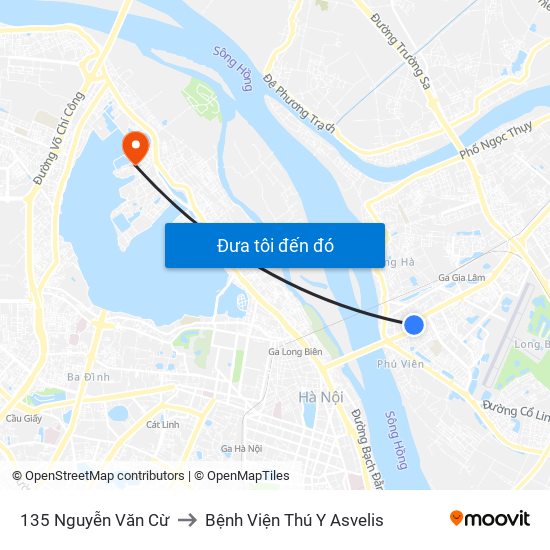 135 Nguyễn Văn Cừ to Bệnh Viện Thú Y Asvelis map