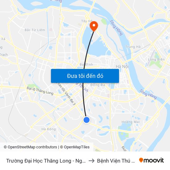 Trường Đại Học Thăng Long - Nghiêm Xuân Yêm to Bệnh Viện Thú Y Asvelis map