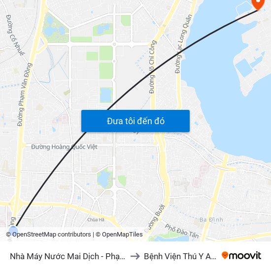Nhà Máy Nước Mai Dịch - Phạm Hùng to Bệnh Viện Thú Y Asvelis map