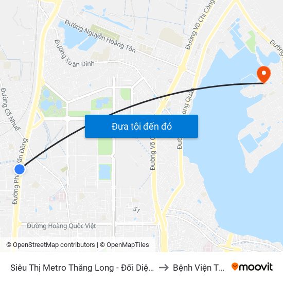 Siêu Thị Metro Thăng Long - Đối Diện Ngõ 599 Phạm Văn Đồng to Bệnh Viện Thú Y Asvelis map