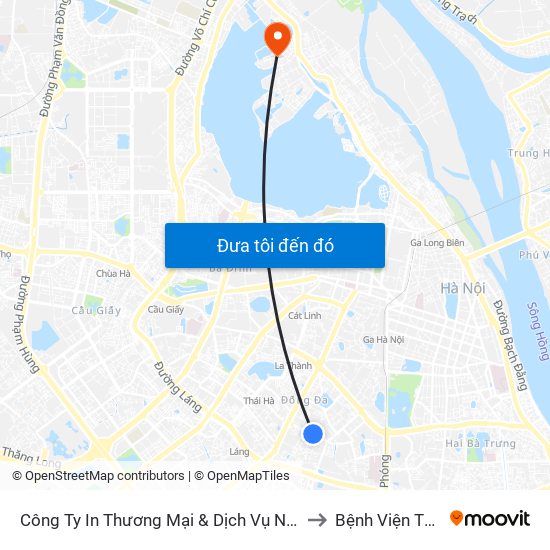 Công Ty In Thương Mại & Dịch Vụ Ngân Hàng - Số 10 Chùa Bộc to Bệnh Viện Thú Y Asvelis map