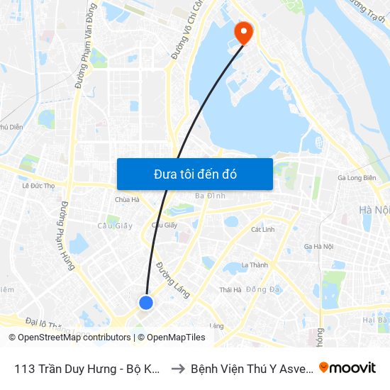 113 Trần Duy Hưng - Bộ Khcn to Bệnh Viện Thú Y Asvelis map