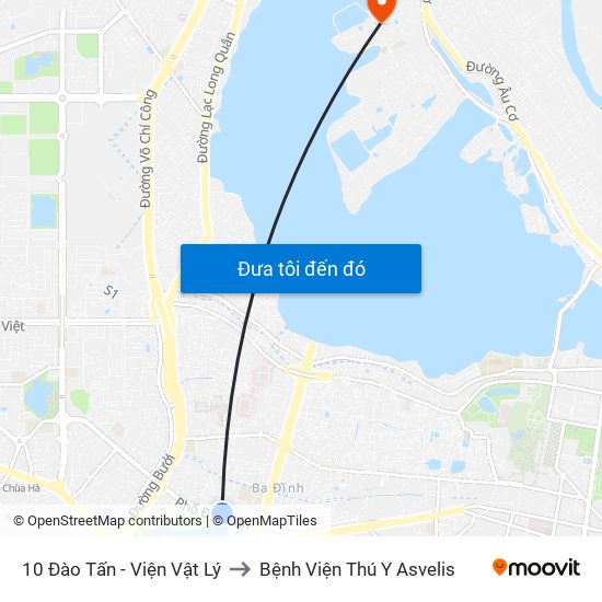 10 Đào Tấn - Viện Vật Lý to Bệnh Viện Thú Y Asvelis map