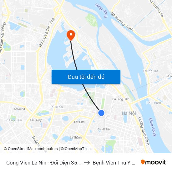 Công Viên Lê Nin - Đối Diện 35 Trần Phú to Bệnh Viện Thú Y Asvelis map