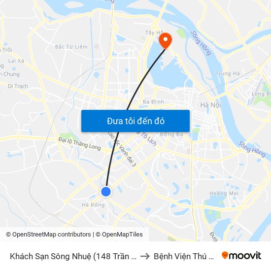 Khách Sạn Sông Nhuệ (148 Trần Phú- Hà Đông) to Bệnh Viện Thú Y Asvelis map