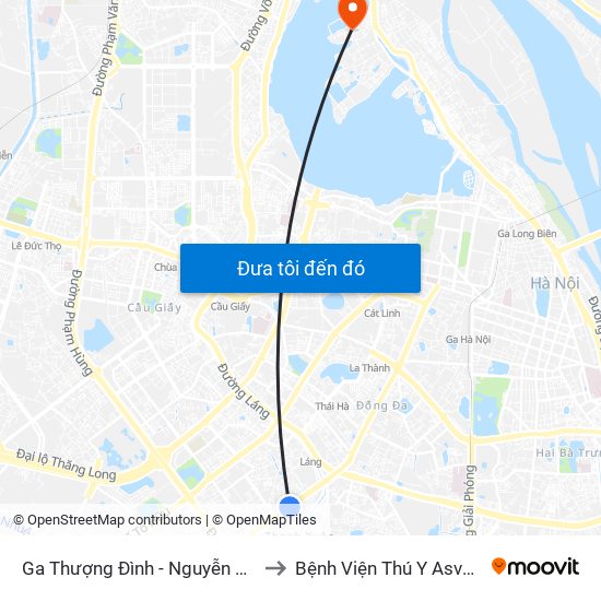 Ga Thượng Đình - Nguyễn Trãi to Bệnh Viện Thú Y Asvelis map