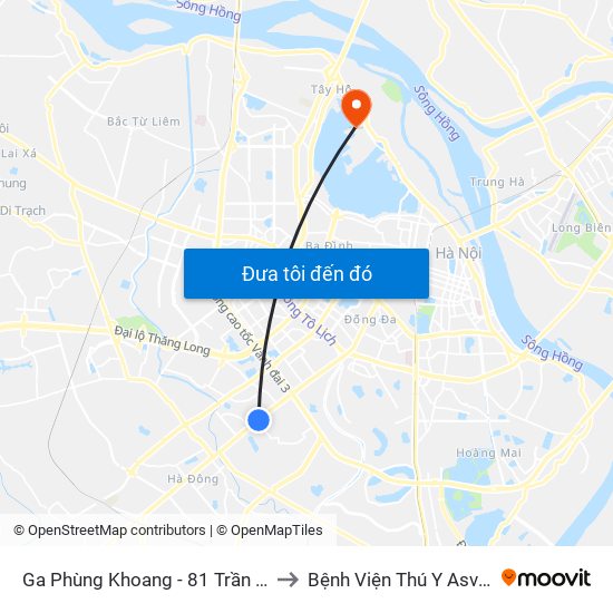 Ga Phùng Khoang - 81 Trần Phú to Bệnh Viện Thú Y Asvelis map