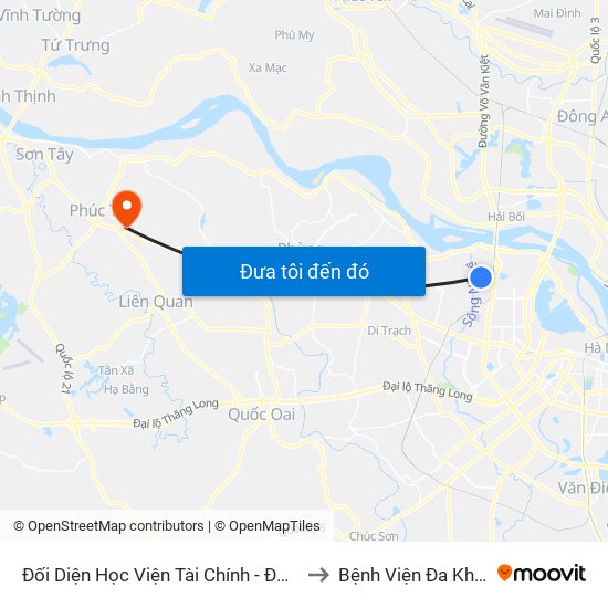 Đối Diện Học Viện Tài Chính - Đường Đức Thắng to Bệnh Viện Đa Khoa Huyện map