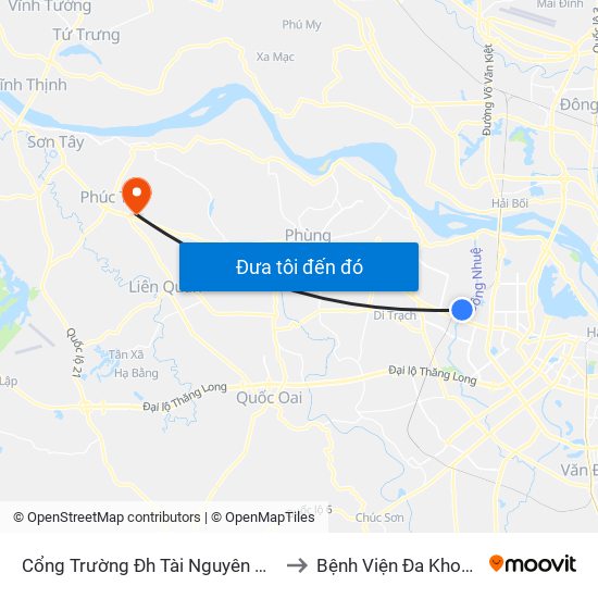 Cổng Trường Đh Tài Nguyên Môi Trường to Bệnh Viện Đa Khoa Huyện map