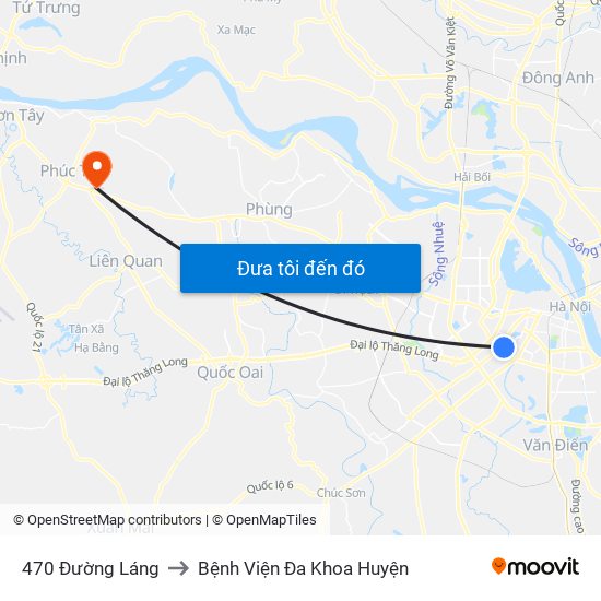 470 Đường Láng to Bệnh Viện Đa Khoa Huyện map