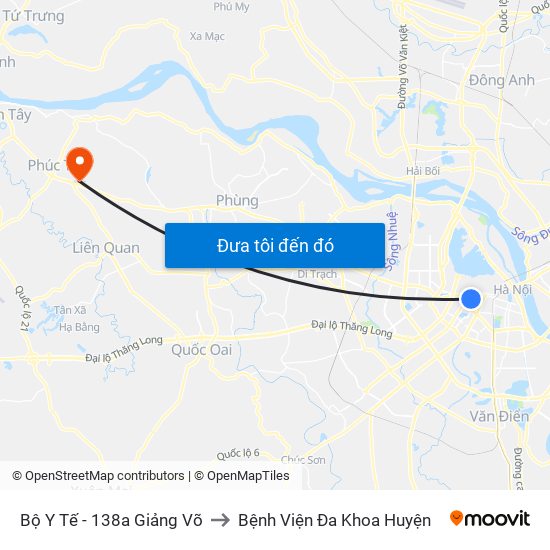 Bộ Y Tế - 138a Giảng Võ to Bệnh Viện Đa Khoa Huyện map