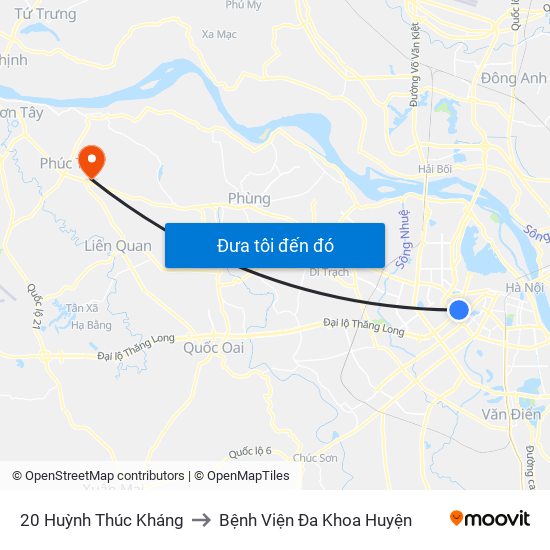 20 Huỳnh Thúc Kháng to Bệnh Viện Đa Khoa Huyện map