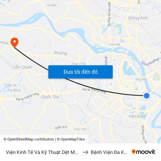 Viện Kinh Tế Và Kỹ Thuật Dệt May - 478 Minh Khai to Bệnh Viện Đa Khoa Huyện map