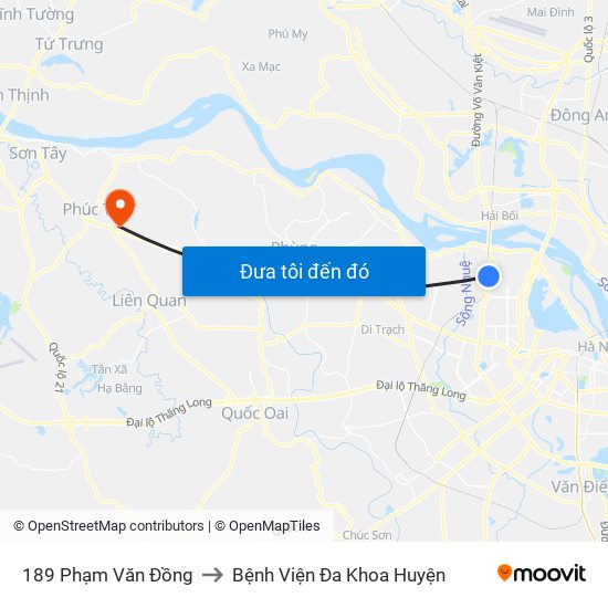 189 Phạm Văn Đồng to Bệnh Viện Đa Khoa Huyện map