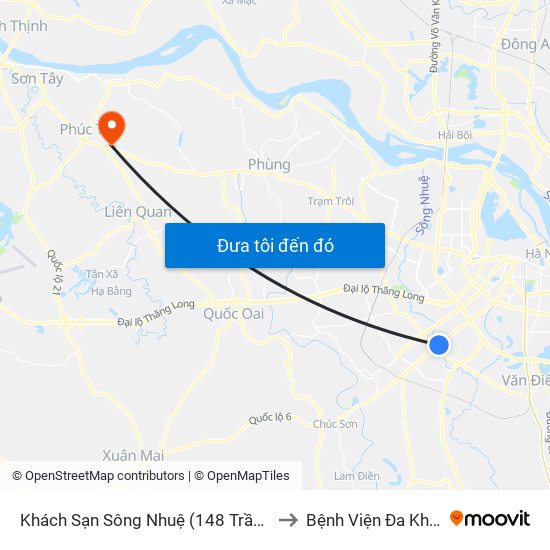Khách Sạn Sông Nhuệ (148 Trần Phú- Hà Đông) to Bệnh Viện Đa Khoa Huyện map