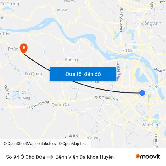 Số 94 Ô Chợ Dừa to Bệnh Viện Đa Khoa Huyện map