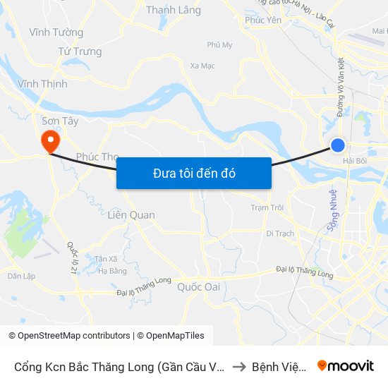 Cổng Kcn Bắc Thăng Long (Gần Cầu Vượt Bộ Hành) to Bệnh Viện 105 map