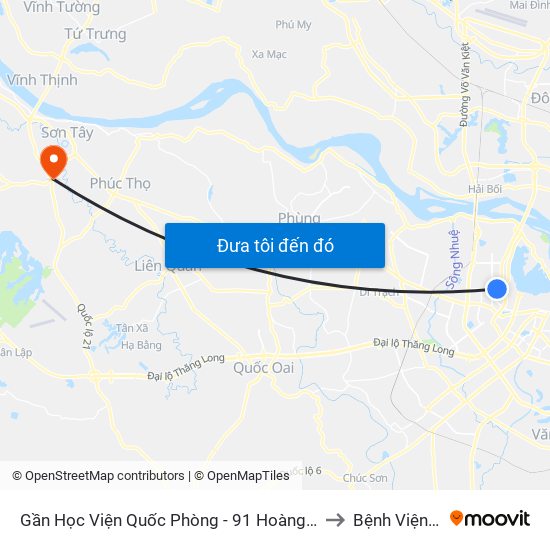 Gần Học Viện Quốc Phòng - 91 Hoàng Quốc Việt to Bệnh Viện 105 map