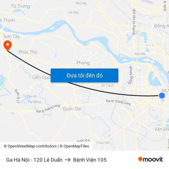 Ga Hà Nội - 120 Lê Duẩn to Bệnh Viện 105 map