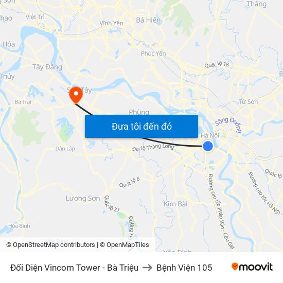 Đối Diện Vincom Tower - Bà Triệu to Bệnh Viện 105 map