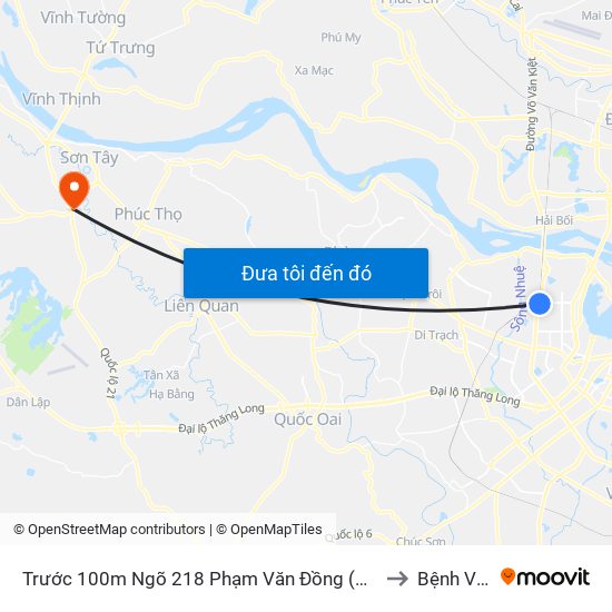 Trước 100m Ngõ 218 Phạm Văn Đồng (Đối Diện Công Viên Hòa Bình) to Bệnh Viện 105 map