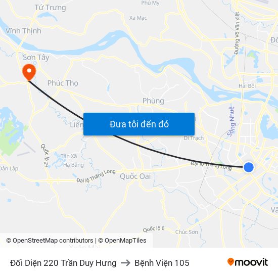 Đối Diện 220 Trần Duy Hưng to Bệnh Viện 105 map