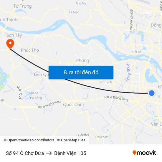 Số 94 Ô Chợ Dừa to Bệnh Viện 105 map